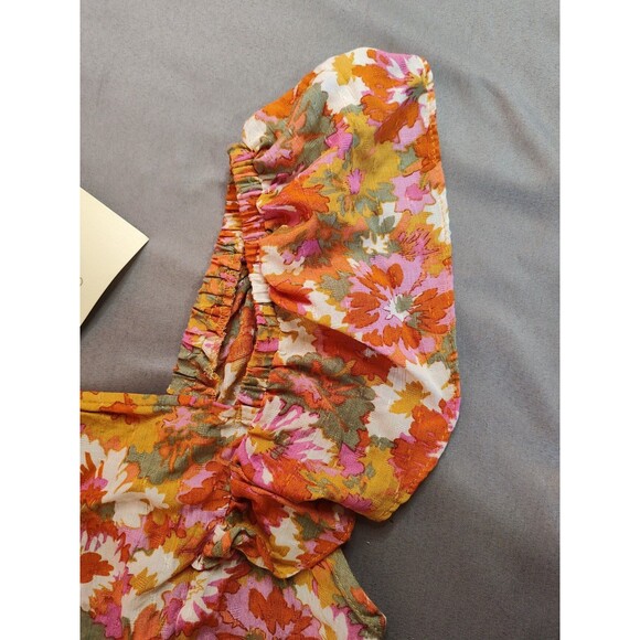 Women's Cynthia Rowley Floral Flutter Sleeve Crop Top Large - Picture 5 of 10